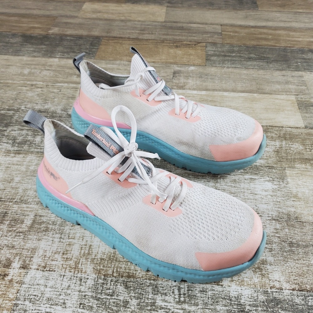 Timberland PRO Setra Womens Shoes Sz 7.5 W Athletic Running White Peach Sneakers